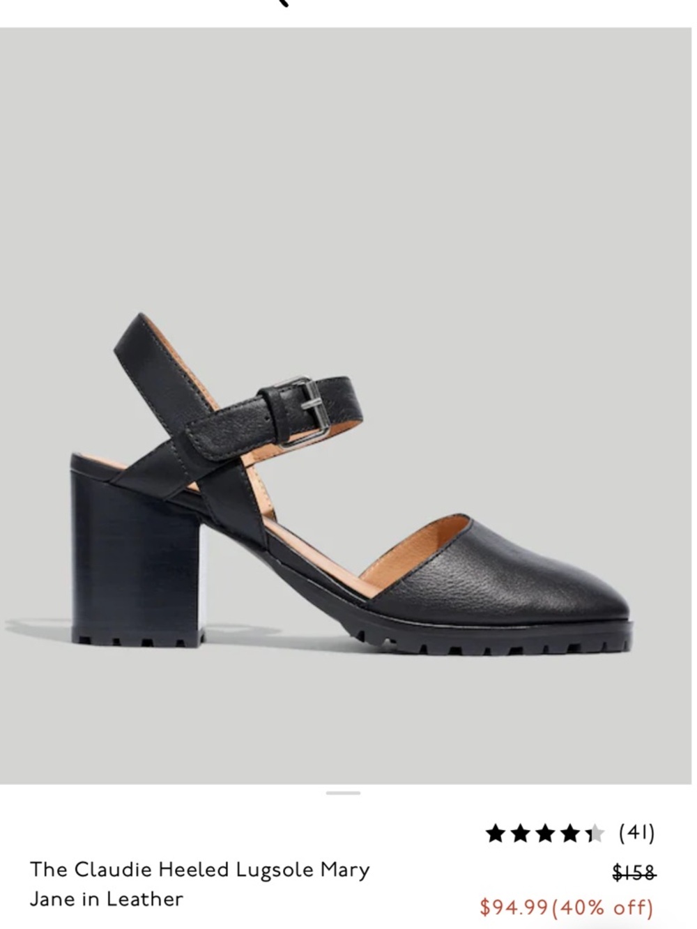 Madewell Claudie Heeled Lugsole Mary Jane in Leather